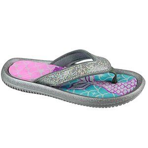 Elli By Capelli Girl's Let's Be Mermaid Pool Slides Flip Flop Silver/Blue Sz 3-4